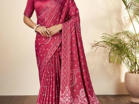 Pink Gajji Silk Bandhani Print with Mirror hand work Saree - Norita Nirvi Online now