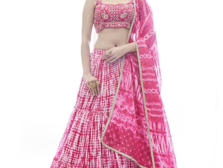 Myra Pink Jaquard Embroidered Designer Lehenga on Sale