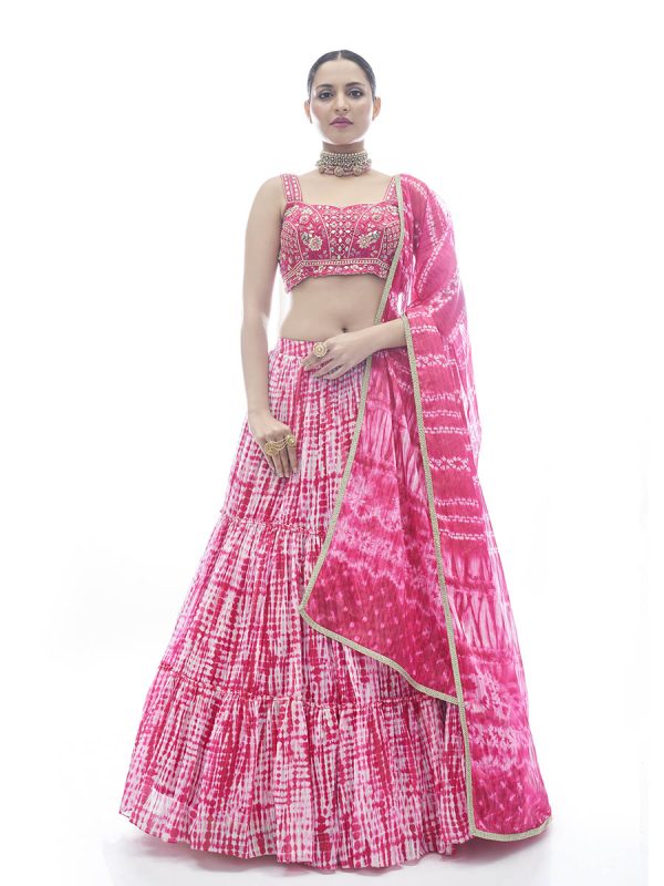 Myra Pink Jaquard Embroidered Designer Lehenga on Sale