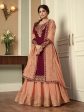 Myra Wine and Peach Georgette Embroidered Gharara Suit Online