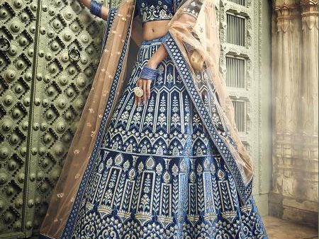 Myra Royal Blue Heavy Embroidered Lehenga Choli Cheap