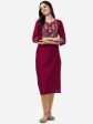 HERE&NOW Women Magenta & Golden Floral Embroidered Kurta Fashion