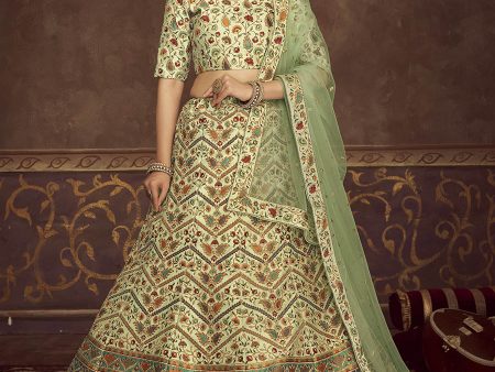 Myra Mint Green Art Silk Embroidered Designer Lehenga Cheap