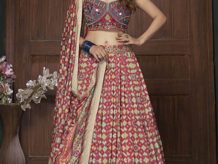 Myra Multicolor Silk and Chinon Embroidered Designer Lehenga Sale