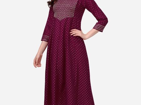 HERE&NOW Polka Dots Printed Anarkali Kurta For Cheap