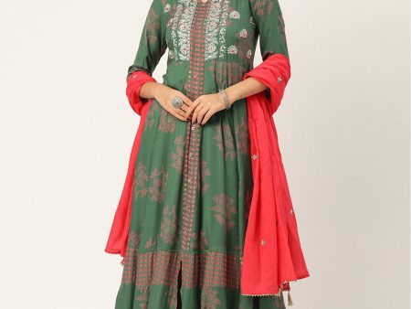 HERE&NOW Women Embroidered Kurta with Trousers & With Dupatta Sale