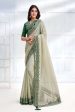 Green Net Organza Georgette Cord & Sequence Embroidered Saree - Mohmanthan Majestica Discount