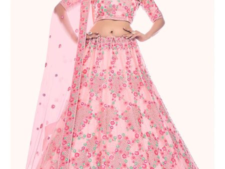 Myra Peach Soft Net Embroidered Designer Lehenga Choli on Sale