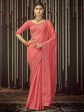 Myra Peach Organza Heavy Embroidered Saree Online