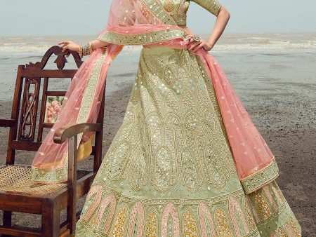 Myra Pista Green Organza Embroidered Designer Lehenga Choli Fashion