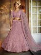 Myra Pink Soft Net Heavy Embroidered Lehenga on Sale