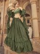 Myra Olive Chinon & Art SIlk Embroidered Designer Lehenga Choli Hot on Sale