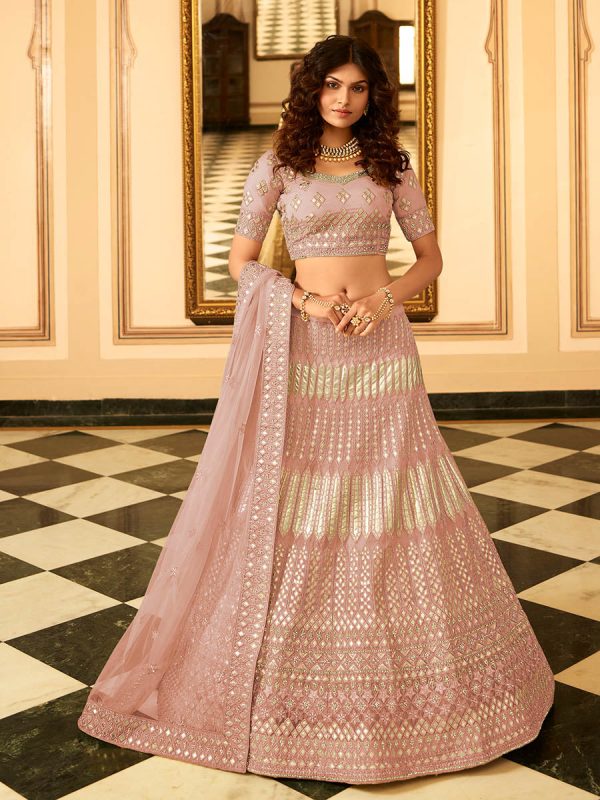 Myra Traditional Mauve Organza Embroidered Lehenga Choli Online Sale