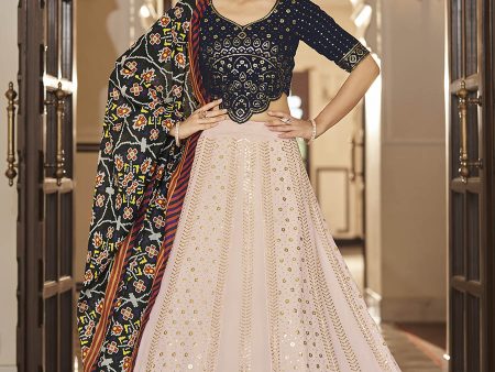 Myra Pink and Navy Blue Georgette Designer Lehenga Choli Online now