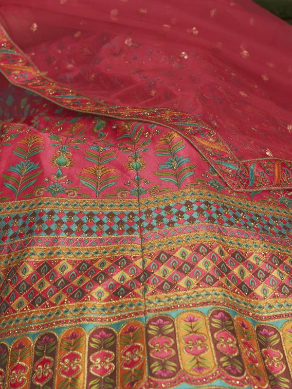 Myra Pink Art Silk Embroidered Designer Lehenga Online