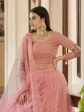 Myra Peach Soft Net Embroidered Lehenga on Sale