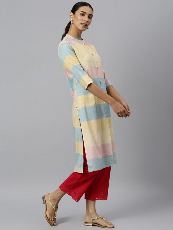 Khushal K Women Colourblocked Cotton Kurta Discount