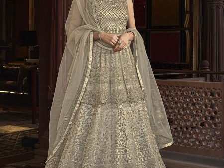 Myra Off White Embroidered Butterfly Net Anarkali Suit Sale