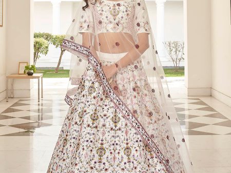 Myra White Heavy Embroidered Designer Lehenga Discount