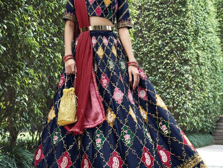 Myra Navy Silk Embroidered Designer Lehenga Choli Sale