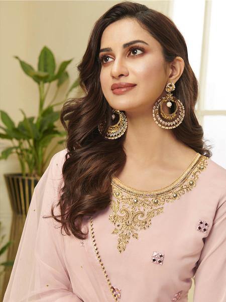 Myra Pink Georgette Embroidered Palazzo Suit Online Hot Sale