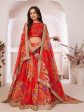 Myra Red Tomato Digital Printed Georgette Lehanga For Sale