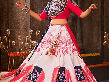 Myra White Rayon Embroidered Designer Navratri Special Lehenga Cheap