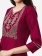 HERE&NOW Women Magenta & Golden Floral Embroidered Kurta Fashion