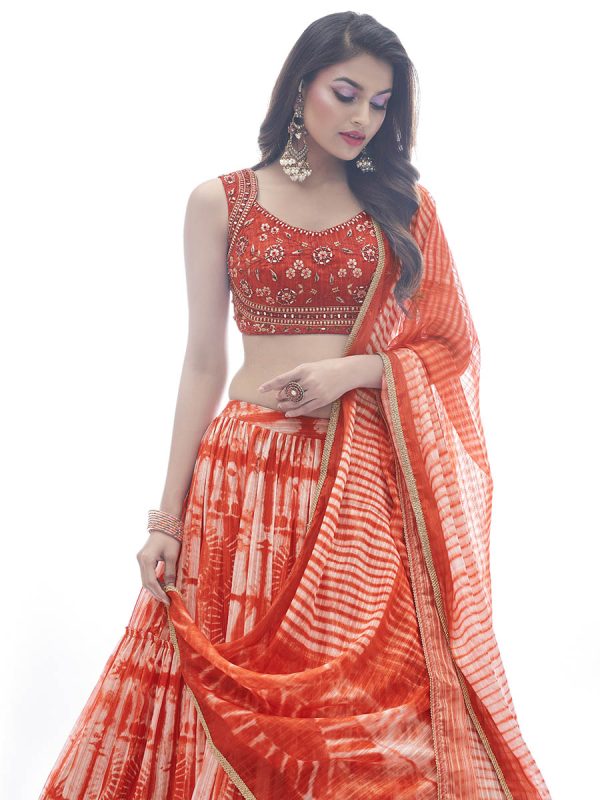 Myra Red Jaquard Embroidered Designer Lehenga Hot on Sale