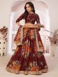 Myra Maroon Digital Printed Georgette Lehanga For Cheap