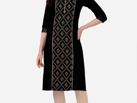 HERE&NOW Women Black Floral Printed Floral Kurta For Cheap