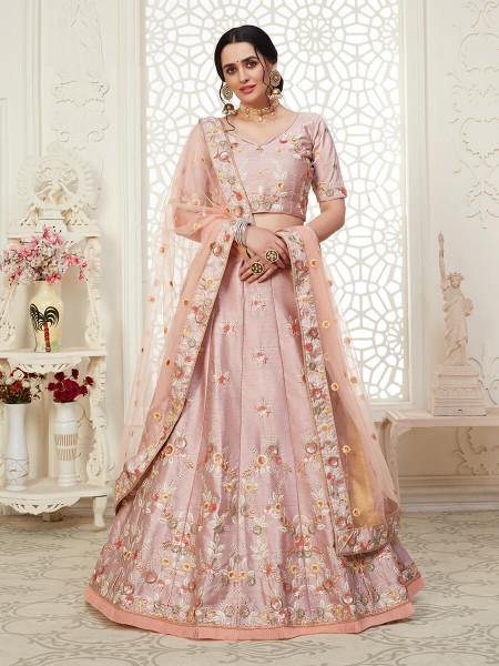 Myra Peach Mulberry Embroidered Lehenga Supply