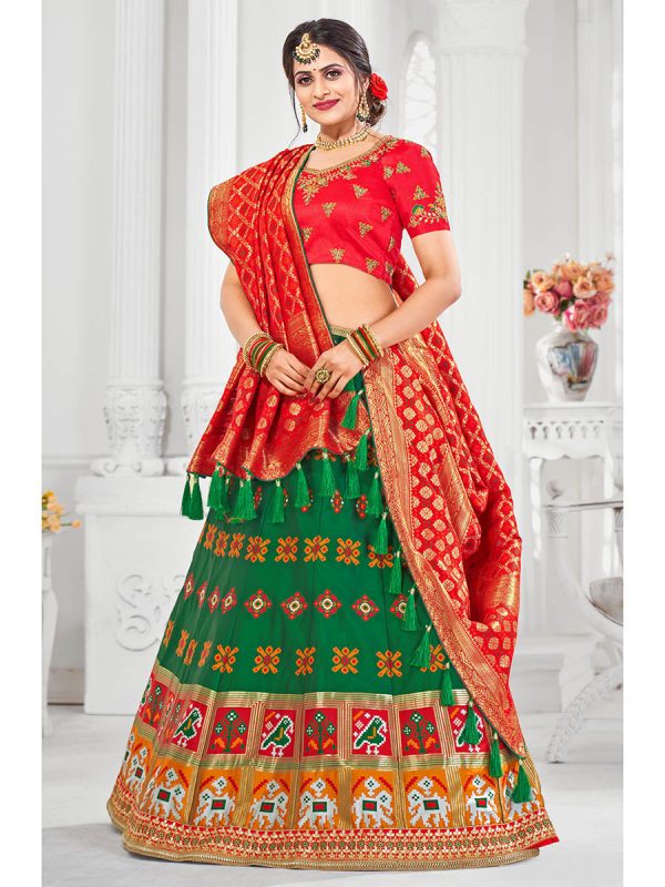 Myra Multicolour Jaquard Silk Designer Lehenga For Women Supply