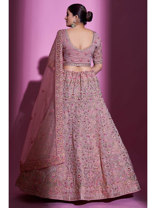 Myra Mauve Georgette Embroidered Designer Lehenga Choli For Cheap