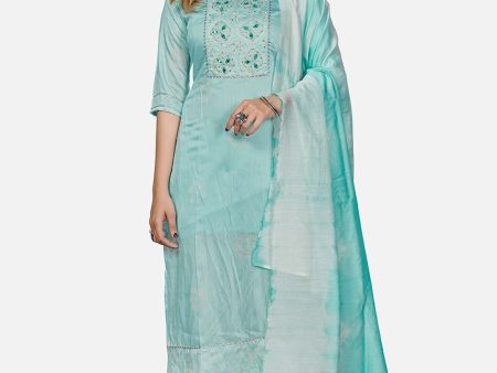 Kalini Batik Print Straight Chanderi Stitched Kurta With Dupatta Online Hot Sale