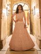 Myra Peach Crepe Embroidered Lehenga For Discount