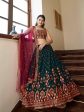 Myra Green and Deep Pink Georgette Embroidered Party Wear Lehenga Online now