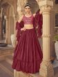 Myra Maroon Chinon & Art SIlk Embroidered Designer Lehenga Choli Online Sale