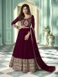 Myra Wine and Gold Georgette Embroidered Anarkali Suit Online