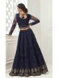 Myra Navy Blue Heavy Embroidered Net Bridal Lehenga Online