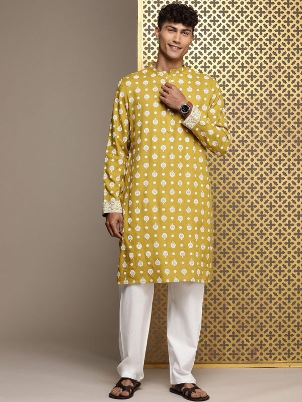 House of Pataudi Jashn Ethnic Motifs Printed Kurta on Sale