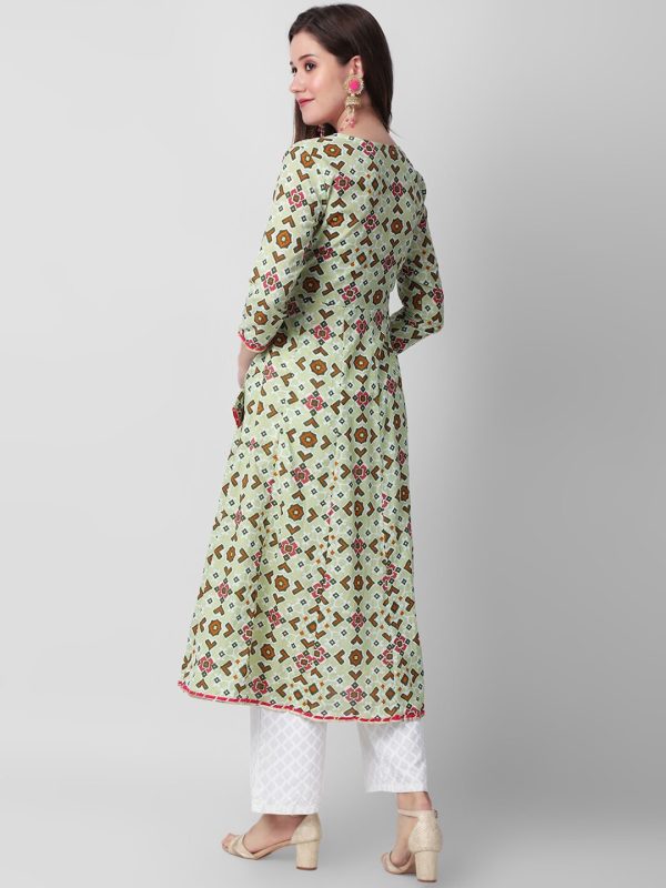 Kalini Ethnic Motif Printed Thread Work Anarkali Pure Cotton Kurta Discount