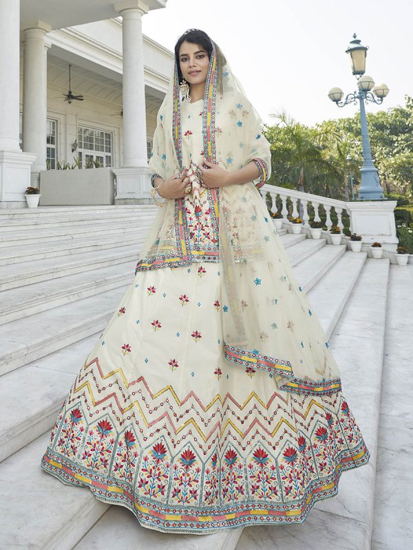 Myra Off White Embroidered Designer Lehenga Online Sale