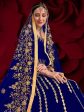 Myra Royal Blue Georgette Embroidered Anarkali Pant Style Suit Online now