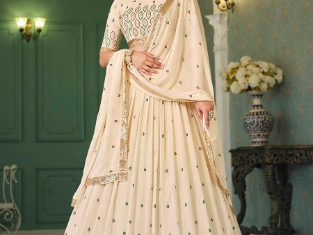 Myra Beige Georgette Embroidered Designer Lehenga Sale