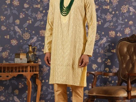 House of Pataudi Ethnic Motifs Embroidered Mandarin Collar Straight Kurta With Churidar Fashion