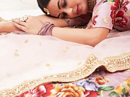 Myra Rosy Brown Floral Print Embroidered Designer Lehenga Fashion